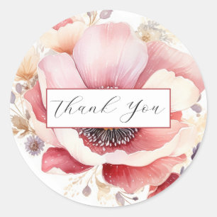 Adesivo Redondo Favor de Ameixa Floral de Watercolor Casada