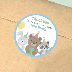 Adesivo Redondo Favor de Aniversário de Animais da Floresta