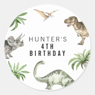 Adesivo Redondo Favor de Aniversário de Dinossauro Jurássico em Aq