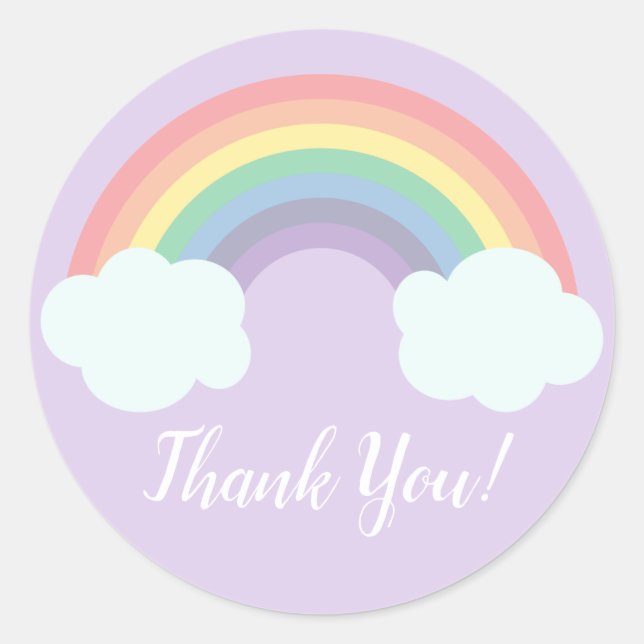 Adesivo Redondo Favor de Aniversário do Arco-Íris Mágico (Frente)