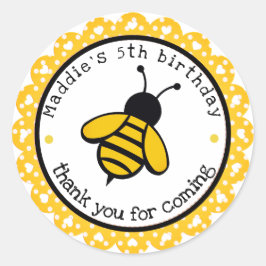 Adesivo Redondo Favor de Aniversário do Bumblebee Amarelo