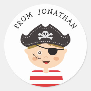 Adesivo Redondo Favor de Aniversário Infantil Pirata Aventura de