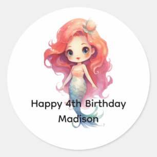 Adesivo Redondo Favor de aniversário personalizado para meninas se