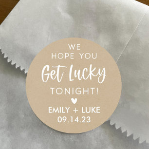 Adesivo Redondo Favor de Bilhete de Loteria de Casamento Kraft Per