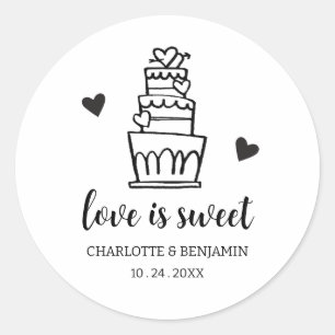 Adesivo Redondo Favor de Bolo de Casamento Doce Amor
