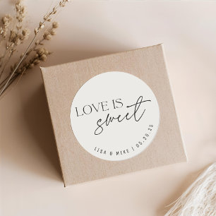Adesivo Redondo Favor de casamento Beige Love is Sweet