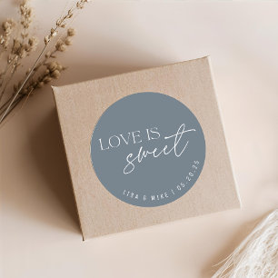 Adesivo Redondo Favor de casamento Blue Love is Sweet