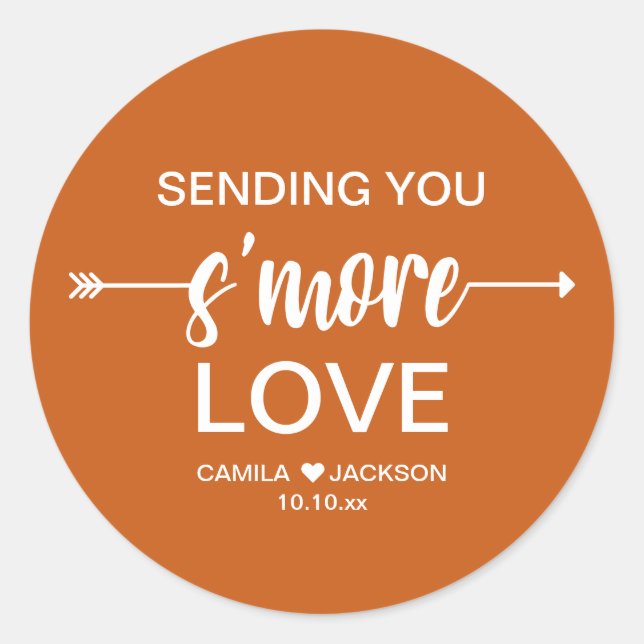 Adesivo Redondo Favor de Casamento Boho S'more (Frente)