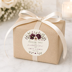 Adesivo Redondo Favor de casamento botânico Elegant Plum Olive