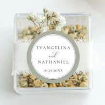 Favor de Casamento Branco Verde Escrito Clássico E