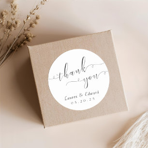 Adesivo Redondo Favor de casamento com caligrafia elegante Agradec