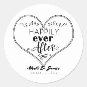 Adesivo Redondo Favor de Casamento Conto de Fadas Moderno Feliz pa
