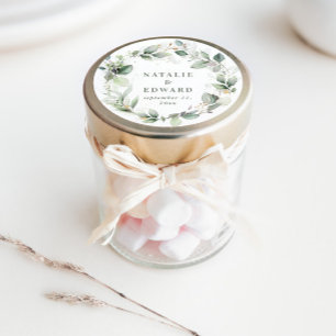 Adesivo Redondo Favor de casamento da folhagem de água