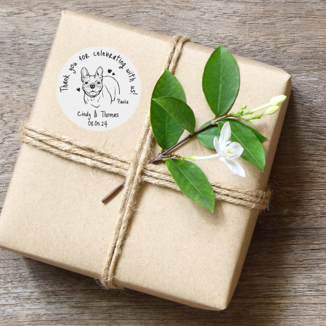 Adesivo Redondo Favor de Casamento de Cachorro Engraçado Personali (Criador carregado)