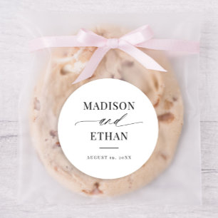 Adesivo Redondo Favor de Casamento de Caligrafia de Script Elegant