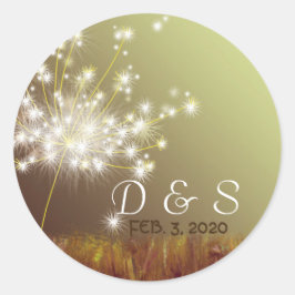 Adesivo Redondo Favor de Casamento de Dandelion da Glittery