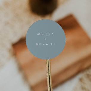 Adesivo Redondo Favor de Casamento de Dusty Aqua Costeira