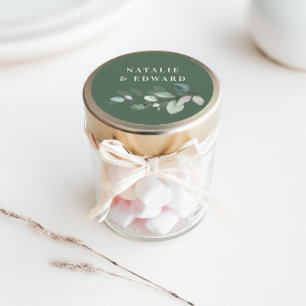 Adesivo Redondo Favor de casamento de folhagem de água