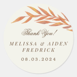 Adesivo Redondo Favor de Casamento de Outono Simples do Branch Lar