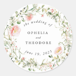 Adesivo Redondo Favor De Casamento De Vidro Cor De Água Rosa De Fl