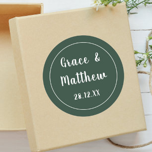 Adesivo Redondo Favor de Casamento Esmeralda Verde Clássico Elegan