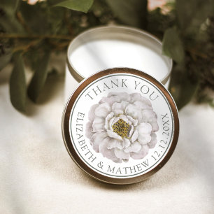 Adesivo Redondo Favor de casamento flor branca Boho