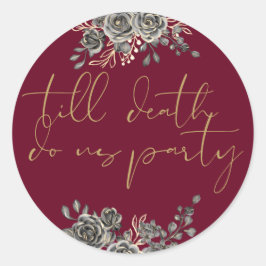 Adesivo Redondo Favor De Casamento Gótico Floral Dourado E Vermelh