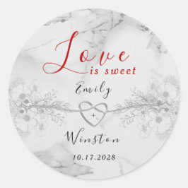 Adesivo Redondo Favor de casamento Love is Sweet