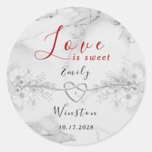 Adesivo Redondo Favor de casamento Love is Sweet