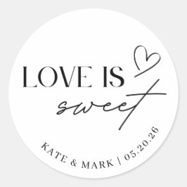 Adesivo Redondo Favor de casamento Minimalist Love is Sweet