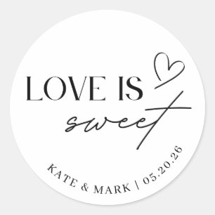 Adesivo Redondo Favor de casamento Minimalist Love is Sweet
