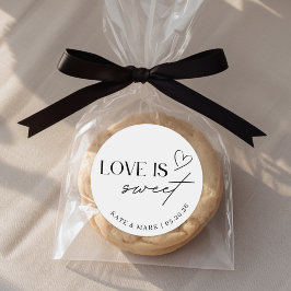 Adesivo Redondo Favor de casamento Minimalist Love is Sweet