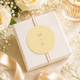Adesivo Redondo Favor de Casamento Minimalista Amarelo Manteiga