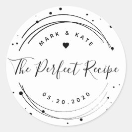 Adesivo Redondo Favor de Casamento Moderno Circular A Receita Perf