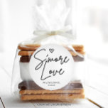 Adesivo Redondo Favor de Casamento Moderno Mínimo S'More Love<br><div class="desc">Esses adesivos de casamento do Moderno Minimalista S'More Love são perfeitos para um casamento minimalista ou moderno. Este simples design apresenta uma fonte de script manual perfeita para o seu evento. Personalizável todo o texto para ser de qualquer cor. Você também pode adicionar qualquer imagem, se quiser! Personalize este adesivo...</div>