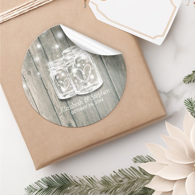 Adesivo Redondo Favor De Casamento Obrigado Lâmpada De Mason Jar D (Criador carregado)