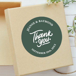Adesivo Redondo Favor de Casamento Obrigado Moderno Personalizado 