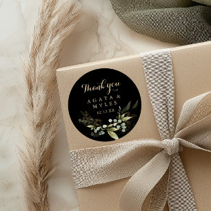 Adesivo Redondo Favor de casamento Obrigado Sage Verde Eucalipto D