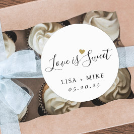 Adesivo Redondo Favor de Casamento Personalizado Amor é Doce