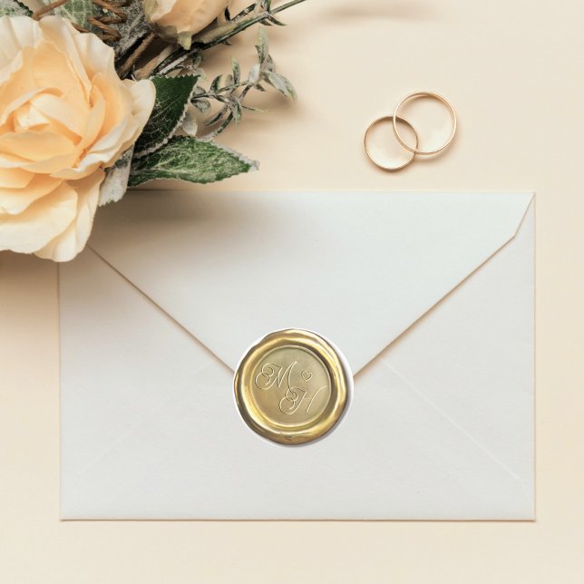 Adesivo Redondo Favor de Casamento Personalizado de Iniciais de Vi (Criador carregado)