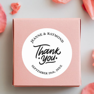 Adesivo Redondo Favor de Casamento Personalizado Obrigado Moderno