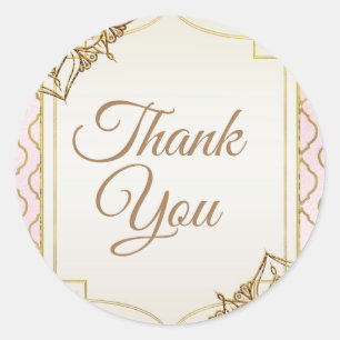 Adesivo Redondo Favor de Casamento Pink & Gold Noites Marroquinas 