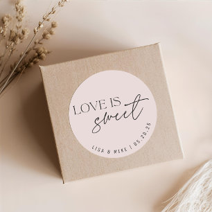 Adesivo Redondo Favor de casamento Pink Love is Sweet