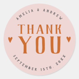 Adesivo Redondo Favor de Casamento Rosa Cor-de-Coral Simples Negri