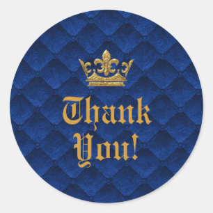 Adesivo Redondo Favor de Casamento Royal Blue & Gold Crown Storybo