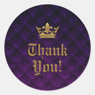 Adesivo Redondo Favor de Casamento Royal Purple & Gold Crown Story