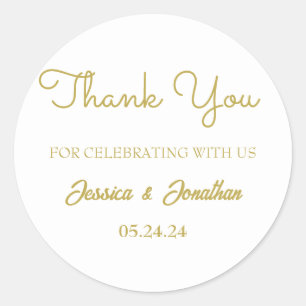 Adesivo Redondo Favor de casamento simples e elegante de agradecim