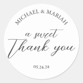 Adesivo Redondo Favor de casamento simples e elegante de agradecim