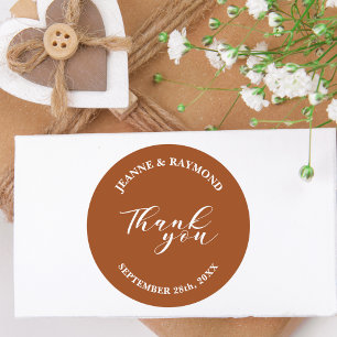 Adesivo Redondo Favor de Casamento Simples Minimalista de Terracot
