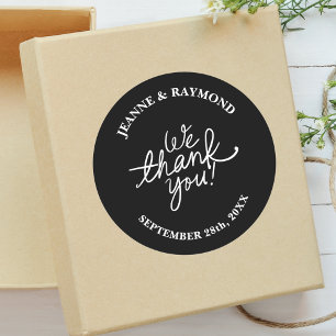 Adesivo Redondo Favor de casamento simples minimalista preto agrad